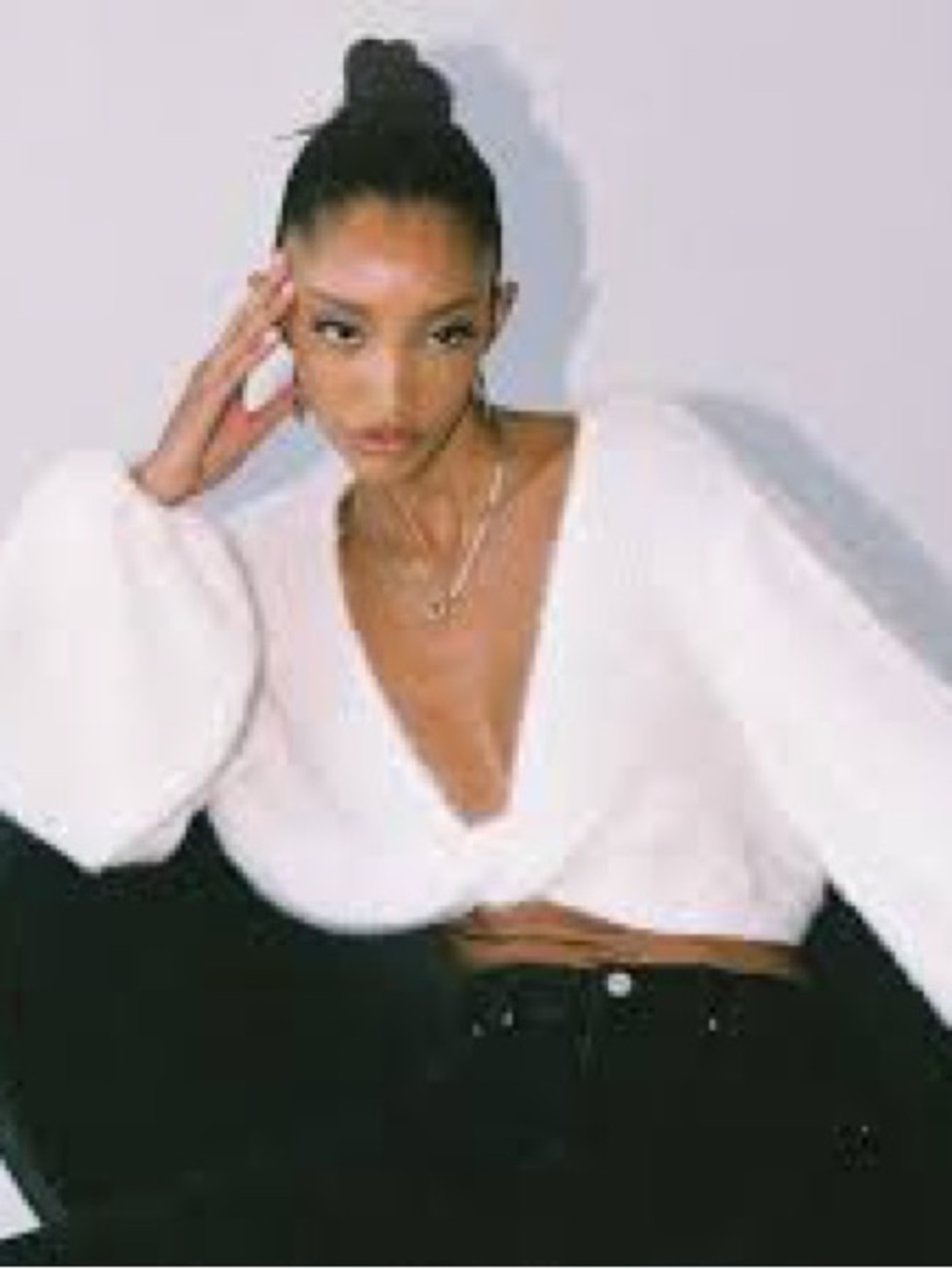 Fashion Nova Cream Textured cropped Sweater